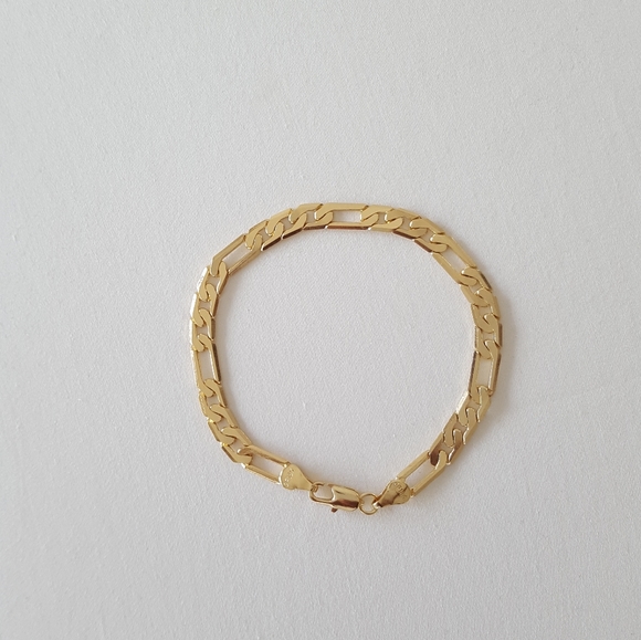 Flat figaro 18k gold filled bracelet Free Shipping - Picture 4 of 7